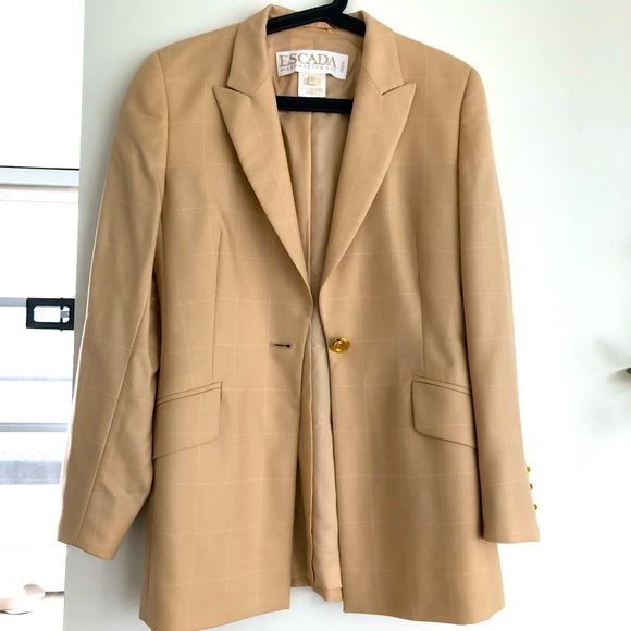 Vintage 100% Cashmere Escada Grid Oversized Blazer - Picture 2 of 6